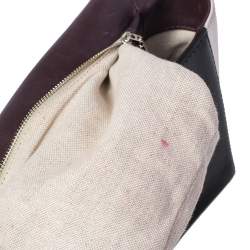 Pre Owned Carolina Herrera Tri Color Leather Logo Metal Flap Shoulder Bag