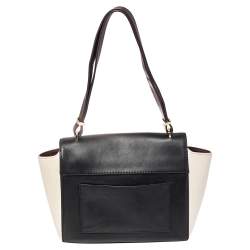 Pre Owned Carolina Herrera Tri Color Leather Logo Metal Flap Shoulder Bag