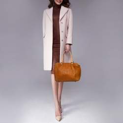 Pre Owned Carolina Herrera Brown Monogram Embossed Leather Andy Boston Bag