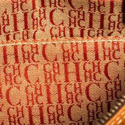 Pre Owned Carolina Herrera Brown Monogram Embossed Leather Andy Boston Bag