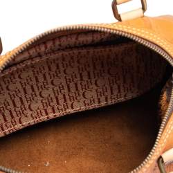 Pre Owned Carolina Herrera Brown Monogram Embossed Leather Andy Boston Bag