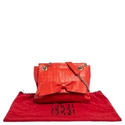 Pre Owned Carolina Herrera Red Monogram Leather Audrey Shoulder Bag