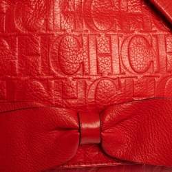 Pre Owned Carolina Herrera Red Monogram Leather Audrey Shoulder Bag