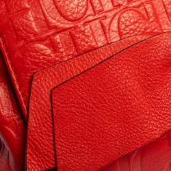 Pre Owned Carolina Herrera Red Monogram Leather Audrey Shoulder Bag