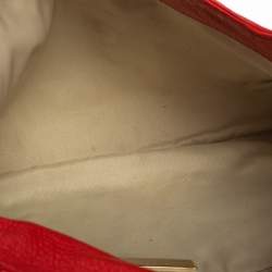 Pre Owned Carolina Herrera Red Monogram Leather Audrey Shoulder Bag