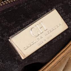 Carolina Herrera Metallic Gold Quilted Leather Chain Flap Shoulder Bag