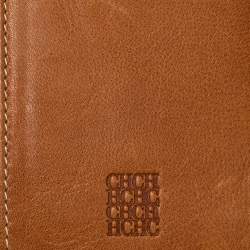 Pre Owned Carolina Herrera Brown Monogram Leather Trifold Wallet