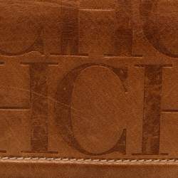 Pre Owned Carolina Herrera Brown Monogram Leather Trifold Wallet