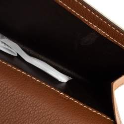 Pre Owned Carolina Herrera Beige/Brown Monogram Coated Canvas Flap Compact Wallet