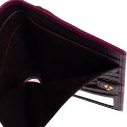 Pre Owned Carolina Herrera Purple Monogram Embossed Leather Bifold Wallet Organizer  