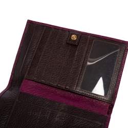 Pre Owned Carolina Herrera Purple Monogram Embossed Leather Bifold Wallet Organizer  