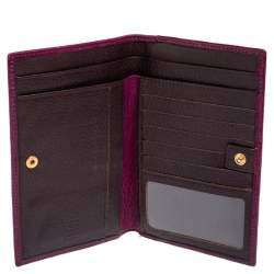 Pre Owned Carolina Herrera Purple Monogram Embossed Leather Bifold Wallet Organizer  
