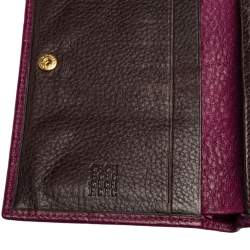 Pre Owned Carolina Herrera Purple Monogram Embossed Leather Bifold Wallet Organizer  