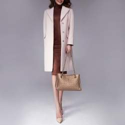 Pre Owned Carolina Herrera Metallic Copper Micro Quilted Leather Chain Tote