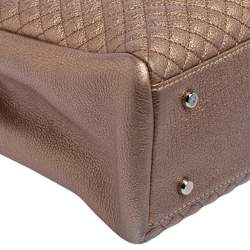 Pre Owned Carolina Herrera Metallic Copper Micro Quilted Leather Chain Tote