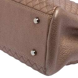 Pre Owned Carolina Herrera Metallic Copper Micro Quilted Leather Chain Tote