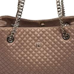 Pre Owned Carolina Herrera Metallic Copper Micro Quilted Leather Chain Tote