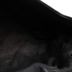 Pre Owned Carolina Herrera Black Embossed Leather Bow Flap Shoulder Bag