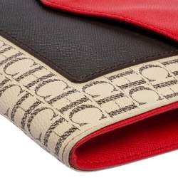 Pre Owned CH Carolina Herrera Red Signature Coated Canvas and Leather Envelope Flap Shoulder Bag