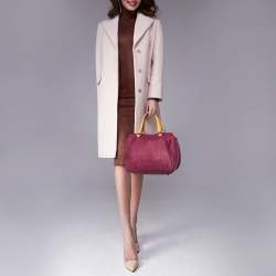 Pre Owned Carolina Herrera Pink/Beige Leather Andy Satchel