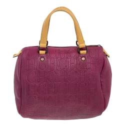 Pre Owned Carolina Herrera Pink/Beige Leather Andy Satchel