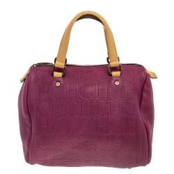 Pre Owned Carolina Herrera Pink/Beige Leather Andy Satchel