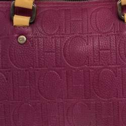 Pre Owned Carolina Herrera Pink/Beige Leather Andy Satchel