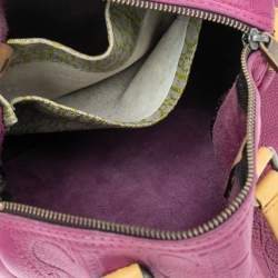 Pre Owned Carolina Herrera Pink/Beige Leather Andy Satchel