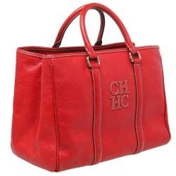 Pre Owned Carolina Herrera Red Leather Matteo Tote