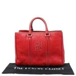 Pre Owned Carolina Herrera Red Leather Matteo Tote