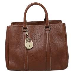 Pre Owned Carolina Herrera Brown Leather Matteo Tote