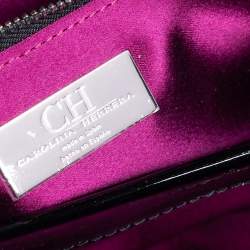 Pre Owned Carolina Herrera Green Floral Embossed Satin Tote