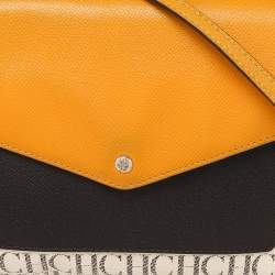 Pre Owned Carolina Herrera Multicolor Monogram Canvas And Leather Flap Shoulder Bag