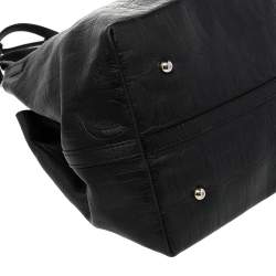 Pre Owned Carolina Herrera Black Monogram Leather Matryoshka Tote