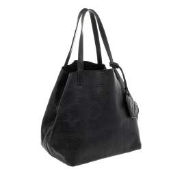 Pre Owned Carolina Herrera Black Monogram Leather Matryoshka Tote