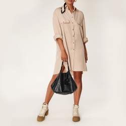 Pre Owned Carolina Herrera Black Monogram Leather Matryoshka Tote