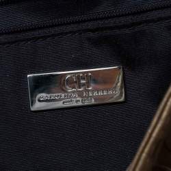 Pre Owned Carolina Herrera Gold Monogram Leather Audrey Shoulder Bag