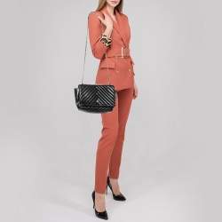 Pre Owned Carolina Herrera Black Quilted Leather Flap Shoulder Bag