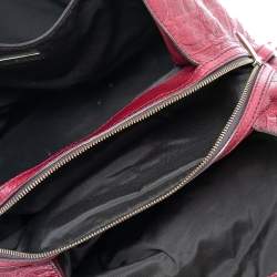 Pre Owned Carolina Herrera Burgundy Monogram Embossed Leather Middle Zip Satchel