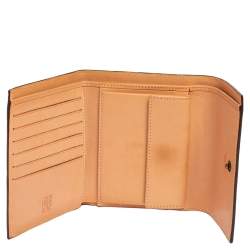 Pre Owned Carolina Herrera Beige Monogram Leather Trifold Wallet