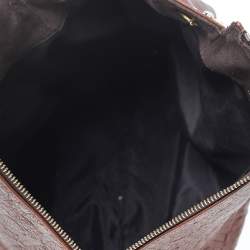 Pre Owned Carolina Herrera Brown Monogram Leather Chain Tote