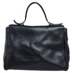 Pre Owned Carolina Herrera Black Monogram Embossed Leather Minuetto Top Handle Bag