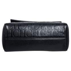 Pre Owned Carolina Herrera Black Monogram Embossed Leather Minuetto Top Handle Bag