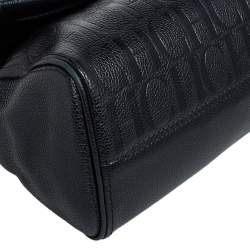 Pre Owned Carolina Herrera Black Monogram Embossed Leather Minuetto Top Handle Bag