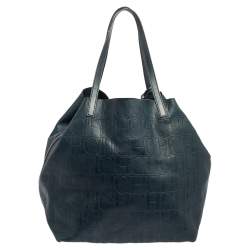 Pre Owned Carolina Herrera Teal Green Monogram Leather Matryoshka Tote