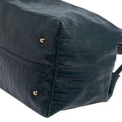 Pre Owned Carolina Herrera Teal Green Monogram Leather Matryoshka Tote