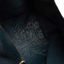 Pre Owned Carolina Herrera Teal Green Monogram Leather Matryoshka Tote