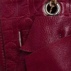 Pre Owned Carolina Herrera Maroon Monogram Leather Audrey Tote