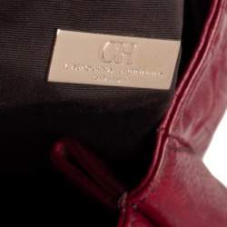 Pre Owned Carolina Herrera Maroon Monogram Leather Audrey Tote