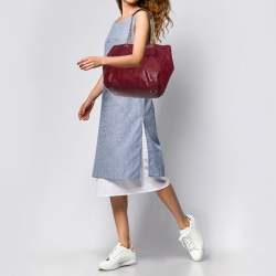 Pre Owned Carolina Herrera Maroon Monogram Leather Audrey Tote